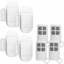 Alarme maison 4pcs Alarme de Porte et Fenêtre Capteur sans Fil Magnétique avec 4 Télécommandes pour