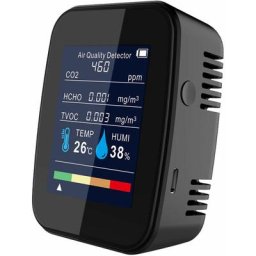 Moniteur de qualité de l'air 5 en 1 usb rechargeable numérique CO2 hcho tvoc température humidité