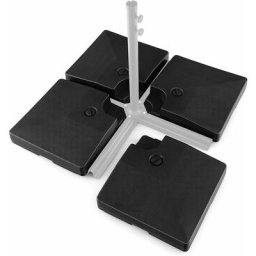 Lot de 4 Dalle Parasol Déporté, Lestage Poids Parasol Carré en hdpe à Remplir 20L d'eau ou 27Kg de