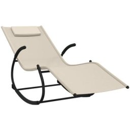Chaise longue à bascule Crème Acier et textilène Vidaxl Crème