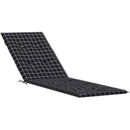Coussin de chaise longue motif à carreaux noir tissu oxford Vidaxl Black and white