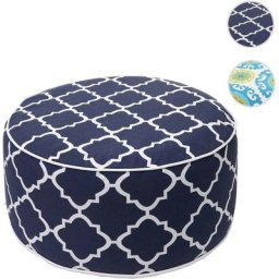Pouf HW C-G31, Pouf, Coussin, pouf pour Jardin, Spun Poly In- / Outdoor, 29x55cm - vert-blanc