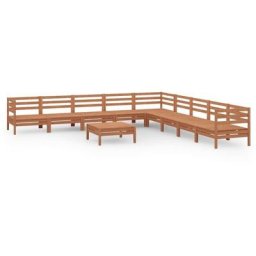 Salon de jardin 10 pcs Bois de pin massif Marron miel Vidaxl marron miel
