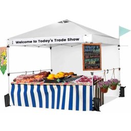 Tonnelle de Jardin 3x3M Pop-Up avec Panneau Latéral, Tente de Jardin à Hauteur Réglable, Barnum