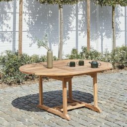Table de jardin en teck massif extensible ovale 6/8 pers. - Naturel