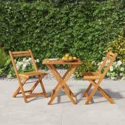 Ensemble Table + 2 chaises de bistro pliable - Table à manger avec Chaises bois d'acacia solide