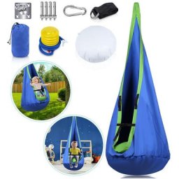 Hamac fauteuil suspendu pour enfants hamac balançoire jusqu'à 180kg hamac siège balançoire - Bleu