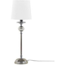 Lampe de Table en Métal Argenté avec Abat-jour Blanc E27 Max 40W Design Ultra Élégant et Tendance