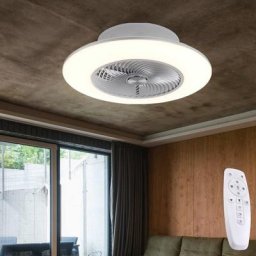 Ventilateur de plafond led avec télécommande, plafonnier, dimmable, lampe lumière du jour,