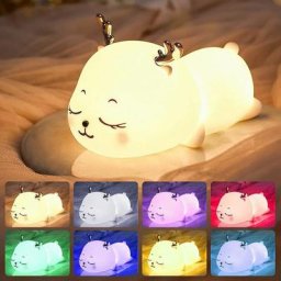Veilleuse Bebe, Veilleuse Enfant Rechargeable, Veilleuse Tactile avec 8 Couleurs Minuteur Gradable,