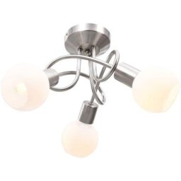 Plafonnier avec abat-jour en verre 3 ampoules E14 Blanc Bol Vidaxl n/a