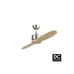 Fab 128990242 Ventilateur Dc Leste Nickel 2 Pales Hêtre Sans Lumière 5 Vitesses Télécommande 132d