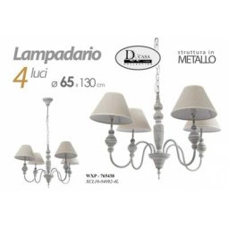 Lustre ancien style shabby 4 lumières 65 cm