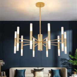 Lustre Sputnik led Moderne en Laiton Doré avec 20 Lumières, Luminaire de Luxe en Forme de Pendant