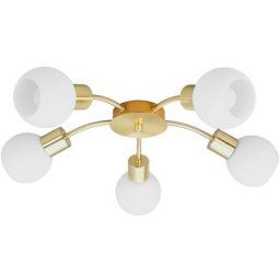 Plafonnier à intensité variable 'Elaina' en métal pour salon & salle à manger - laiton, blanc opale