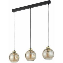 Lampe à suspendre en verre Boule 3 flammes réglable - Noir, ambre, or