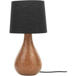 Lampe de Table Déco en Verre Cuivré Abat-jour en Tissu Noir E27 Max 40W pour Chambre ou Salon au