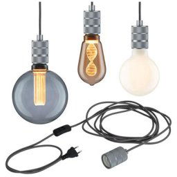 Paulmann - Suspension Neordic Tilla avec prise max20W E27 gris aluminium 230V tissu/mét