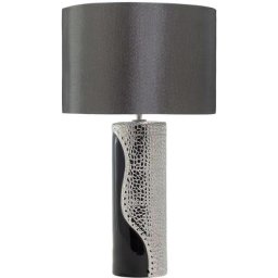 Beliani - Lampe à Poser E27 Max 60W Base en Porcelaine Noir et Argenté Abat-Jour Rond Aiken - Noir