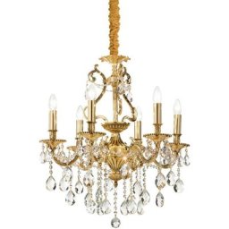 Gioconda - Lustre en cristal à 6 ampoules au fini or antique, E14 - Ideal Lux