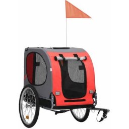 Vidaxl - Remorque de vélo pour chiens,Rouge et noir,Poids 10,4 kg,housse de pluie à l'avant