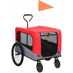 Vidaxl - Remorque de vélo/poussette 2 en 1 pour chien Rouge et gris Rouge et gris