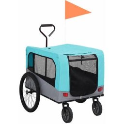Vidaxl - Remorque de vélo/poussette 2 en 1 pour chien Bleu et gris bleu et gris