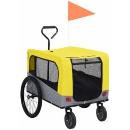 Vidaxl - Remorque de vélo/poussette 2 en 1 pour chien Jaune et gris jaune et gris