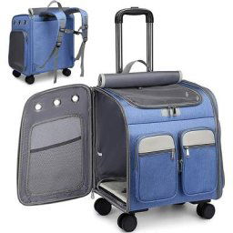 Junjun - Sac à Dos à roulettes pour Transport Pet Poussette Pet Carrier Puppy Cat Transport Bag Sac