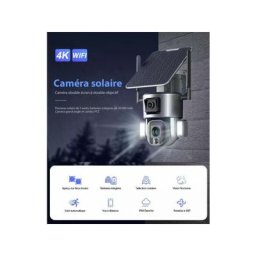 ME - Caméra Surveillance Sécurité Solaire Sans fil Extérieure 4K 8MP wifi 360° Double Objectif Zoom