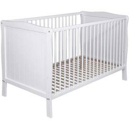 Baby Fox - Lit bébé évolutif en bois massif blanc avec sommier réglable en hauteur 60x120 - Blanc