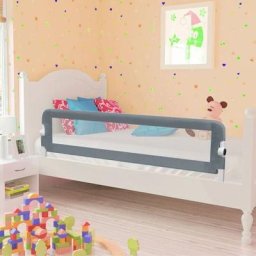 Barrière de lit enfant Barrière de sécurité | Gris 150x42 cm Polyester 54919 - Gris