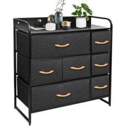 Commode Tiroirs - Commode Tissu avec 7 Tiroirs - Grande Tour de Rangement, Unité de Rangement avec
