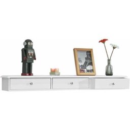 Tagère Murale 3 Tiroirs Armoire à Clés Porte-clés Meuble d'Entrée de Rangement L93cm x P15cm x