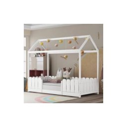 Lit cabane en bois pour enfant 90x200 cm - avec protection contre les chutes et sommier à lattes