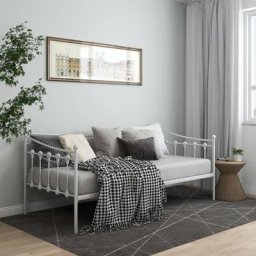 Cadre de canapé-lit Blanc Métal 90x200 cm,design Moderne et Durable
