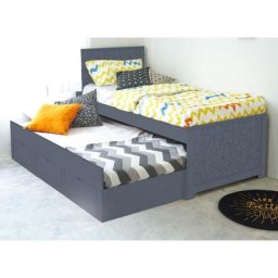 Lit gigogne avec tiroirs en bois gris enora 90 x 190 cm - gris