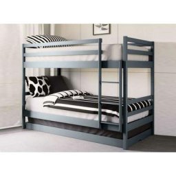 Lit superposé gigogne 3 couchages en bois gris leopaul 90 x 190 cm - gris