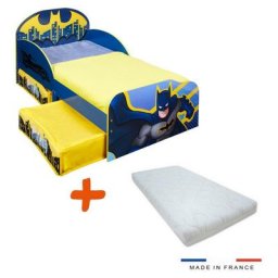 Pack Lit + Matelas Batman DCcomics Lit + Sommier + Matelas + 1 tiroir de rangement - 70 cm x 140 cm