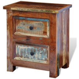 Table de chevet avec 2 tiroirs Bois massif recyclé Vidaxl Brun
