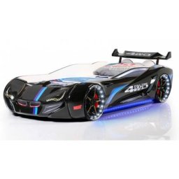Lit voiture de course turbo V1 noir 90x190 cm