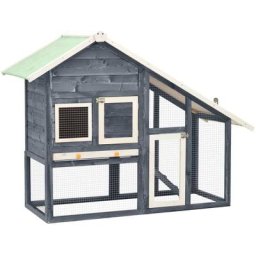 Clapier à lapin - Enclos Poulailler pour animaux Gris et blanc 140x63x120 cm Bois de sapin massif