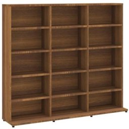 Tagère de Rangement pour cd/dvd, Armoire à cd Montage facile, Chêne marron 102x23x89,5 cm Bois