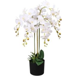 Plante artificielle avec pot Orchidée 75 cm Blanc