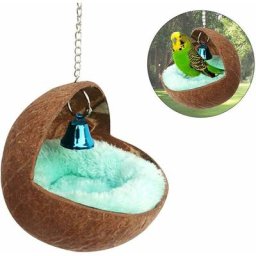 Nid d'oiseau en coquille de noix de coco naturelle pour animal domestique, perroquet, perruche,
