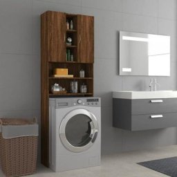True Deal - Meuble pour machine à laver Chêne marron 64x25,5x190 cm