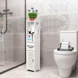Meuble wc Armoire Toilette Colonne 20x20x80cm - Etagère de Rangement 4 Niveaux Salle de Bain
