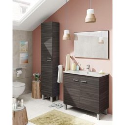 Colonne de salle de bains Hollywood, Meuble colonne pour salle de bain avec 2 portes, Armoire