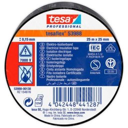 Ruban isolant homologué noir 25m x 25mm 53988 Tesa