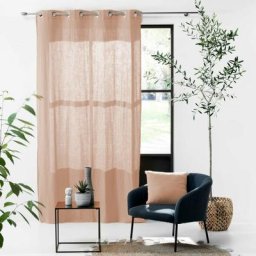 Promo Linge - Rideaux à Œillets Gaze de coton Uni 135x240cm, 100% Coton - Rose - a L'Unité.